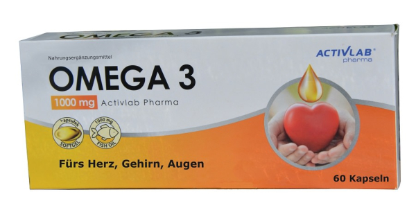 Fischöl mit Omega 3,1000mg, 60 Kapseln, für Blutgefäße, Herz, reduzieren Entzündungen